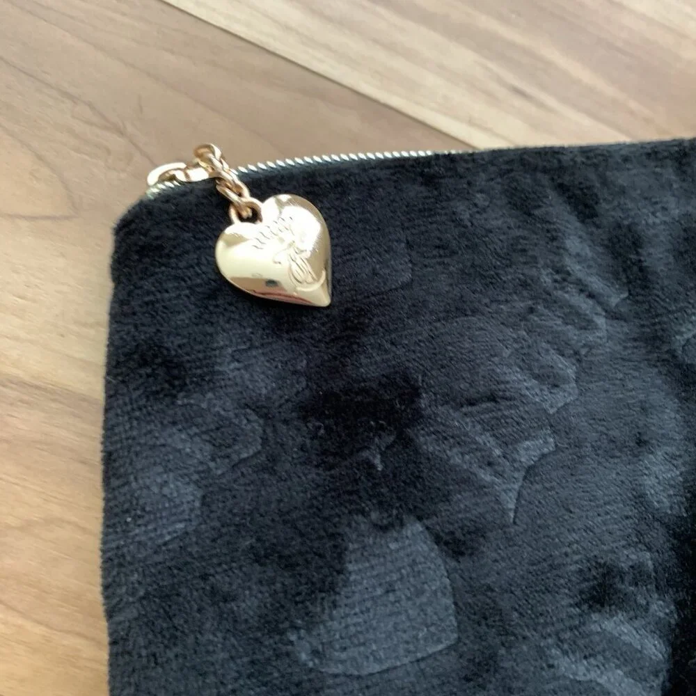 Juicy Couture Large Capacity Black Velour Cosmetic Pouch